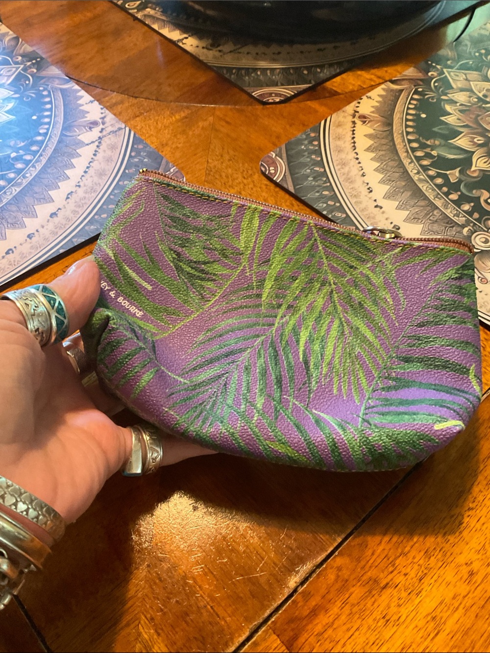 Dooney & Bourke Tropical Print Purple & Green Cosmetic Pouch - Picture 2 of 5